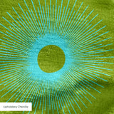 Retro Sunburst in Green and Teal — retro sunburst print, in deep forest green shading into bright teal