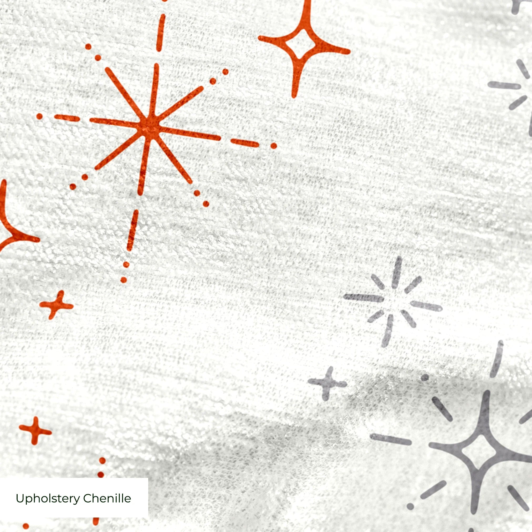 Retro Starburst in Ivory — retro starburst print, in coral and grey stars on a soft ivory ground