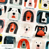 Modern Mutt Parade — modern mutt parade print, in red, teal, mustard and pink blocks against cream and black, small scale