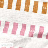Measured Lines in Warming Trend — measured lines print, moving through coral, pink, deep berry, gold and warm orange