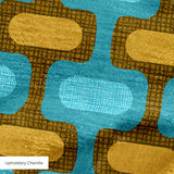 Mod Waves in Laguna Beach — mod waves print, in golden mustard pods on a bright lagoon teal ground