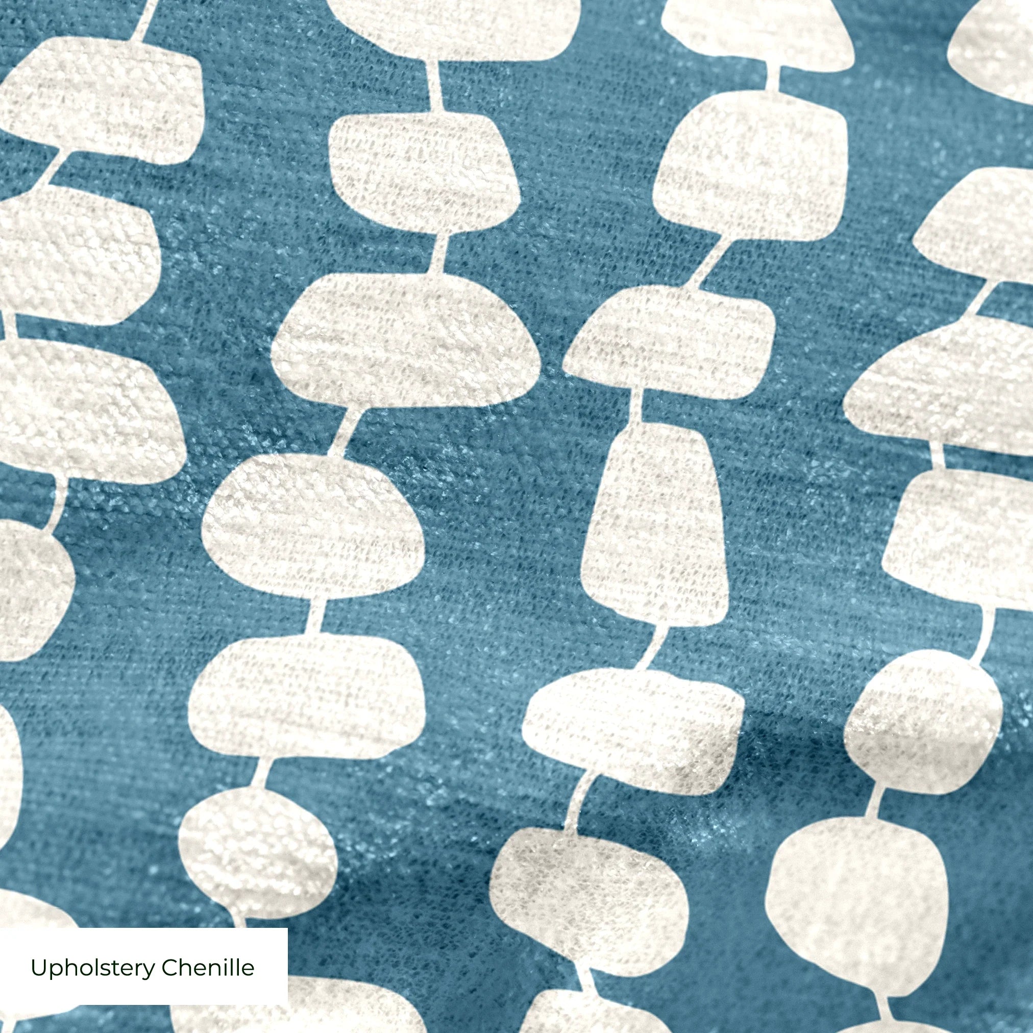Atomic Stack in Slate — atomic stack print, in white forms on a dusty slate blue ground