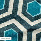 Hexacore in Pacific — hexacore print, in inky navy and petrol teal against pale stone