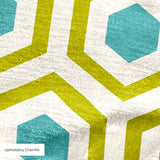 Hexacore in Chartreuse — hexacore print, in acid olive and chartreuse with turquoise hex centers on warm ivory