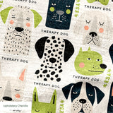 Good Dogs Club in Avocado — good dogs club print, in cream and black dogs with avocado green accents on a soft cream ground, small scale