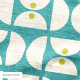 Geometric Martini Mod in Teal — geometric martini mod print, in clear teal and turquoise with cream capsules and a coral center