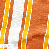 Mod Stripes in Orange — mod stripes print, in bright orange and coral with a golden edge on ivory