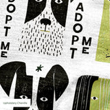 Adopt Me Mid Mod Dog in Avocado — adopt me mid mod dog print, in avocado green, black and cream on a warm bone ground