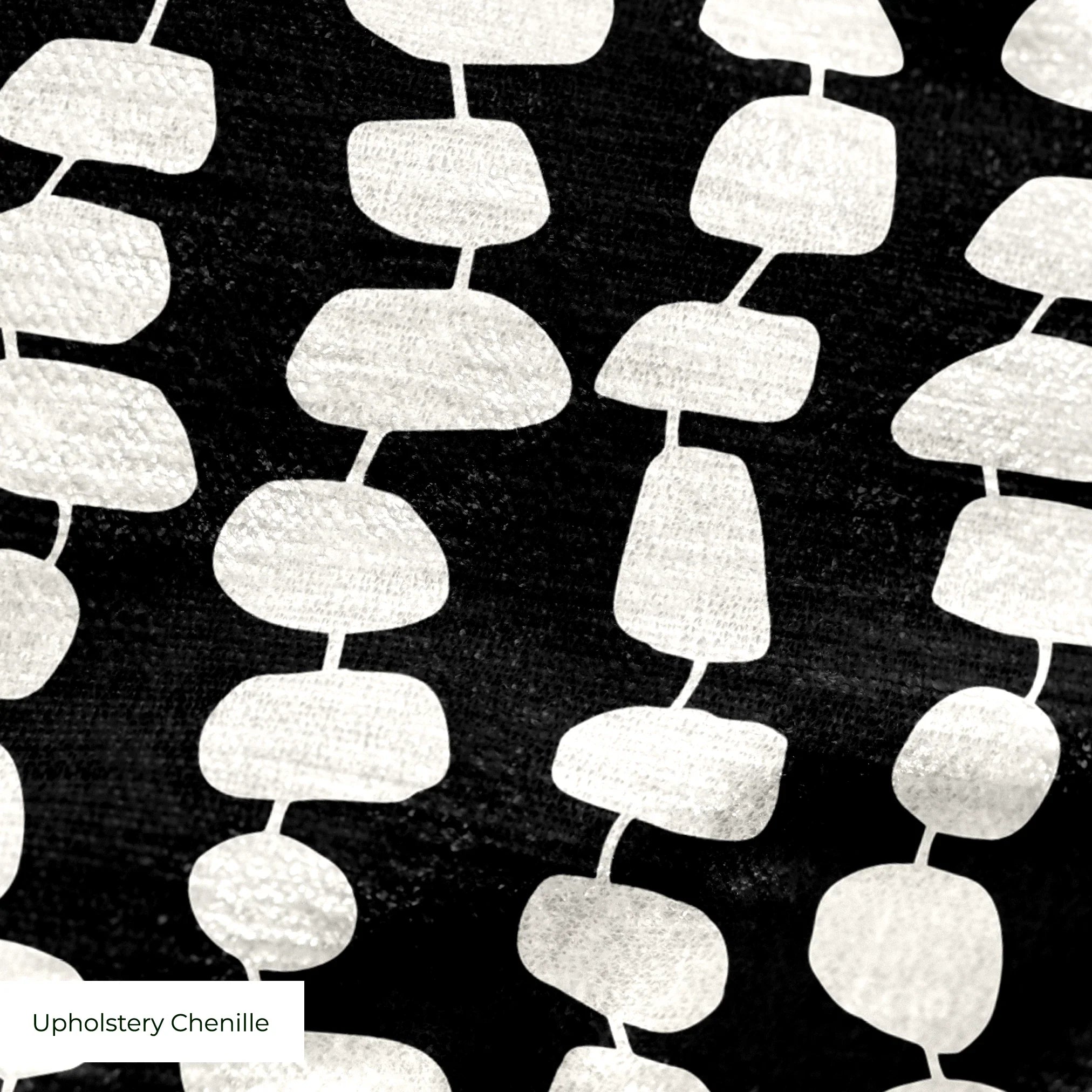 Atomic Stack in Ebony — atomic stack print, in white forms on a dense black ground