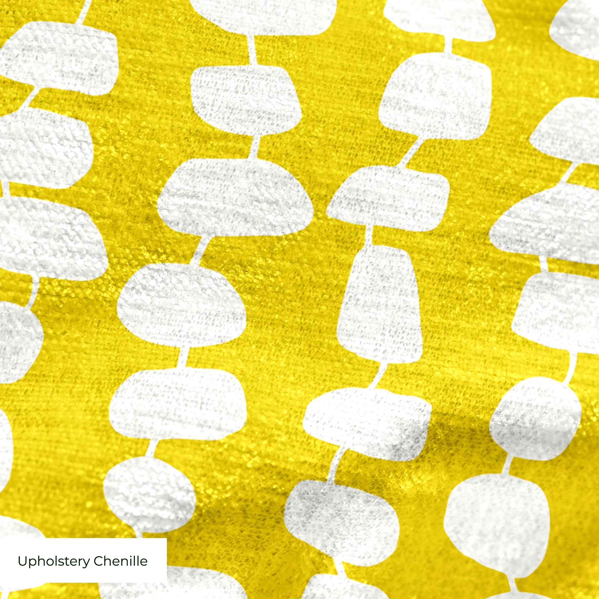 Atomic Stack in Mustard — atomic stack print, in white forms on a bright mustard yellow ground
