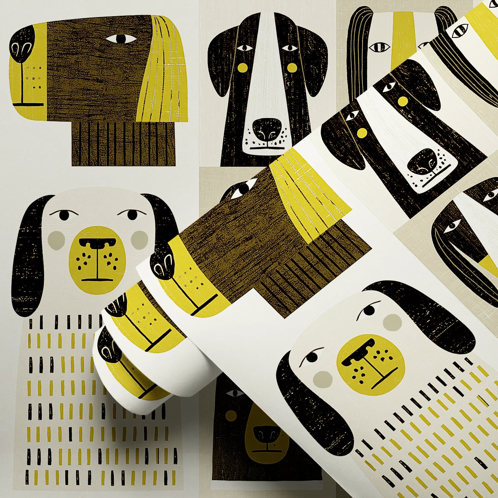 Good Pup Gathering, Birch Wallpaper