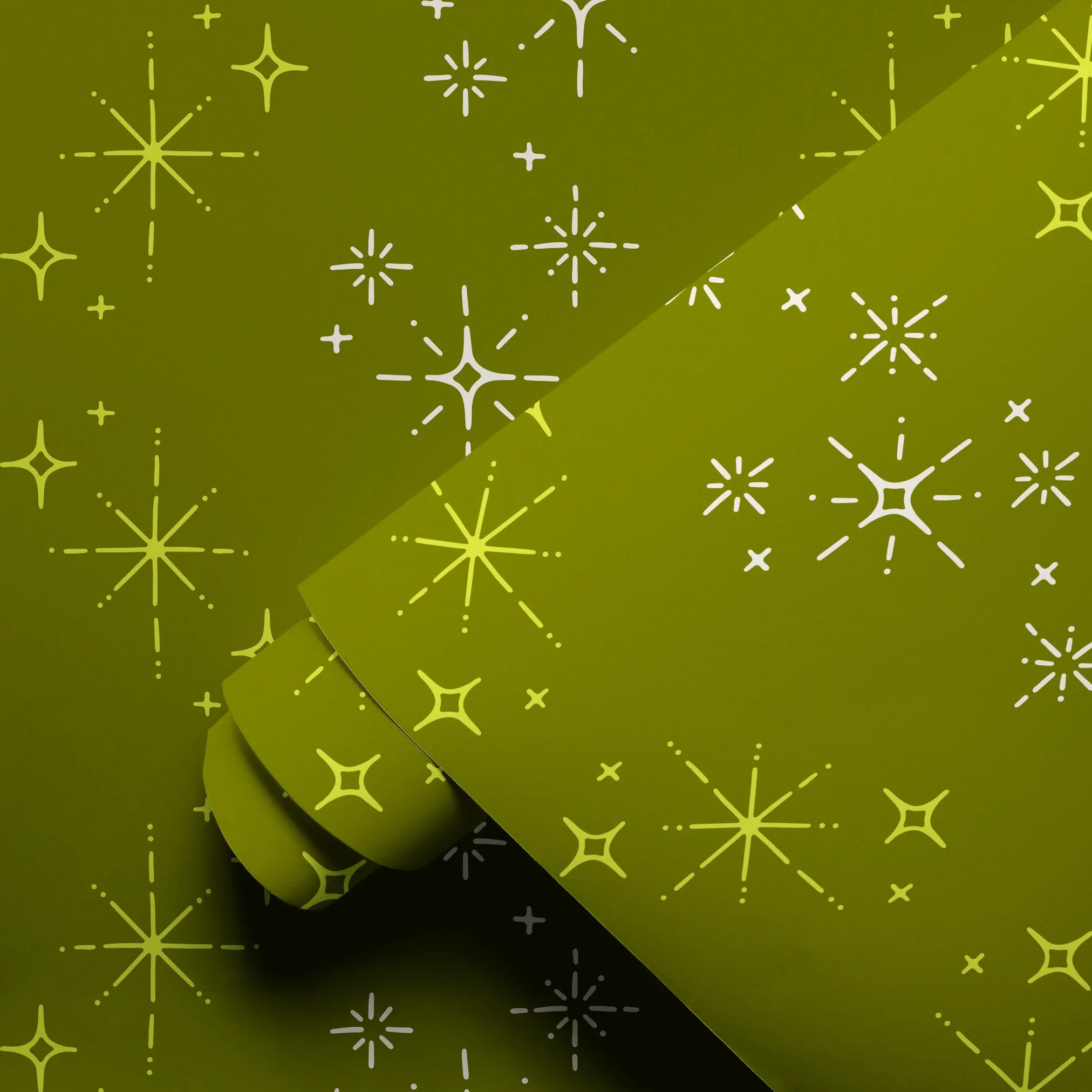 Retro Starburst, Avocado Wallpaper