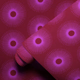 Retro Sunburst, Plum Wallpaper