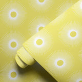 Retro Sunburst, Lemon Wallpaper