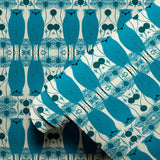 Owl Assembly, Teal Wallpaper