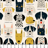 Good Dogs Club in Gold — good dogs club print, in cream and black dogs with golden mustard accents on a soft cream ground