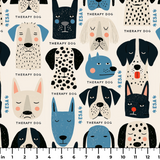 Good Dogs Club in Slate — good dogs club print, in cream and black dogs with slate blue accents on a soft cream ground