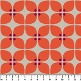 Square Mod in Fire — square mod print, in scorched coral red on oatmeal
