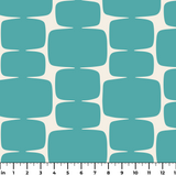 Atomic Bricks in Lagoon — atomic bricks print, in clear lagoon turquoise with a bone grid