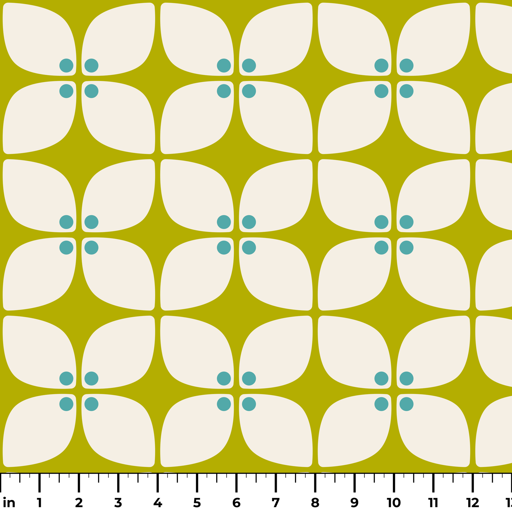 Square Mod in Chartreuse — square mod print, in acid olive and chartreuse on warm ivory