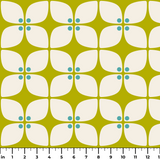 Square Mod in Chartreuse — square mod print, in acid olive and chartreuse on warm ivory