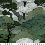 Twilight Grove in Moss — twilight grove print, in sage green and slate blue over a misty ground