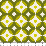 Mod Montez in Avocado — mod montez print, in a cream star on a deep avocado ground with a golden center