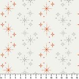 Retro Starburst in Ivory — retro starburst print, in coral and grey stars on a soft ivory ground