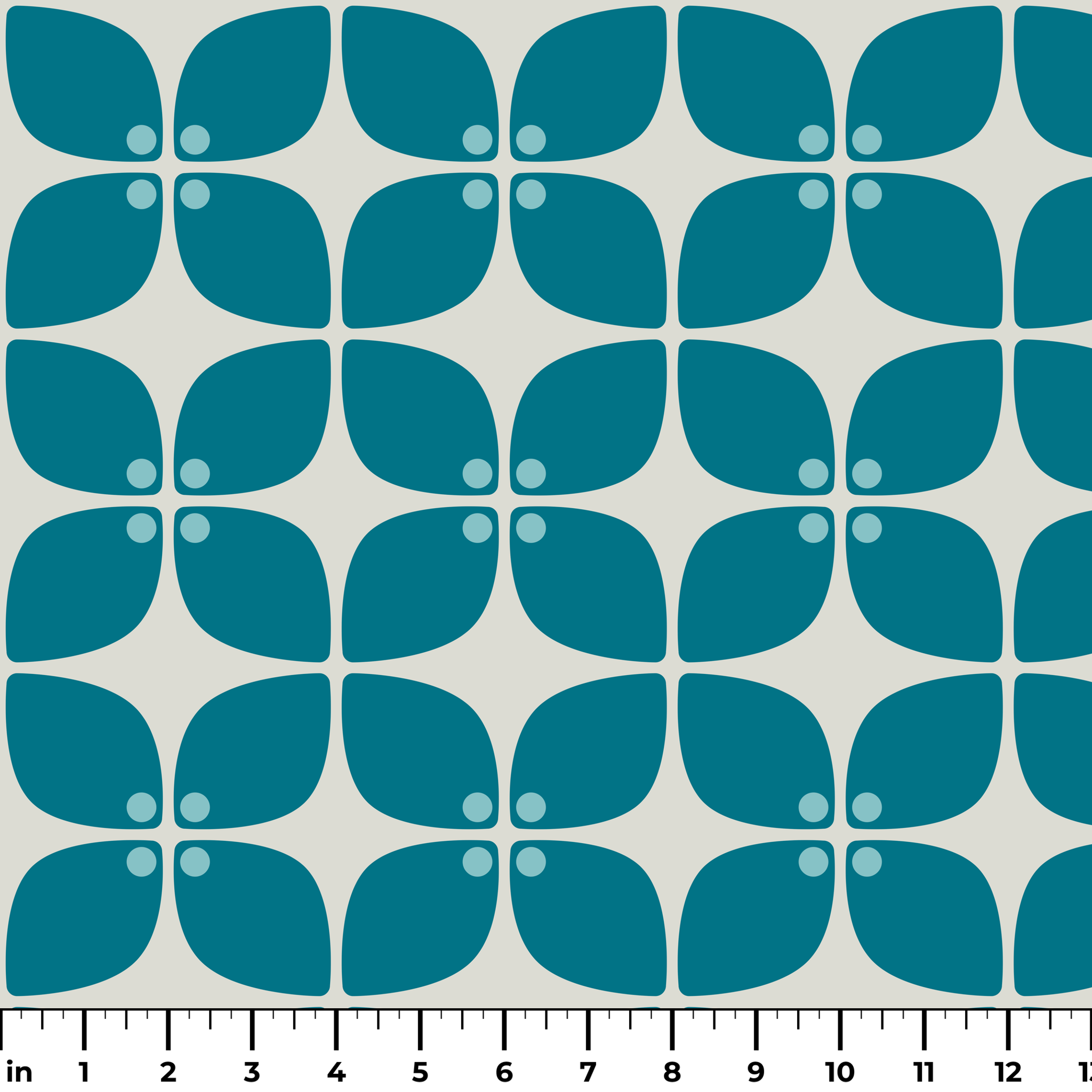 Square Mod in Pacific — square mod print, in saturated petrol teal on bone