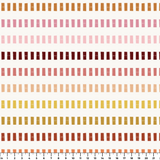 Measured Lines in Warming Trend — measured lines print, moving through coral, pink, deep berry, gold and warm orange
