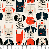 Good Dogs Club in Ruby — good dogs club print, in cream and black dogs with ruby red accents on a soft cream ground