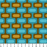 Mod Waves in Laguna Beach — mod waves print, in golden mustard pods on a bright lagoon teal ground