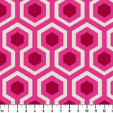 Hexacore in Raspberry — hexacore print, in hot raspberry pink and magenta on a bright fuchsia ground
