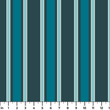 Mod Stripes in Pacific — mod stripes print, in deep petrol teal and pale blue on ivory