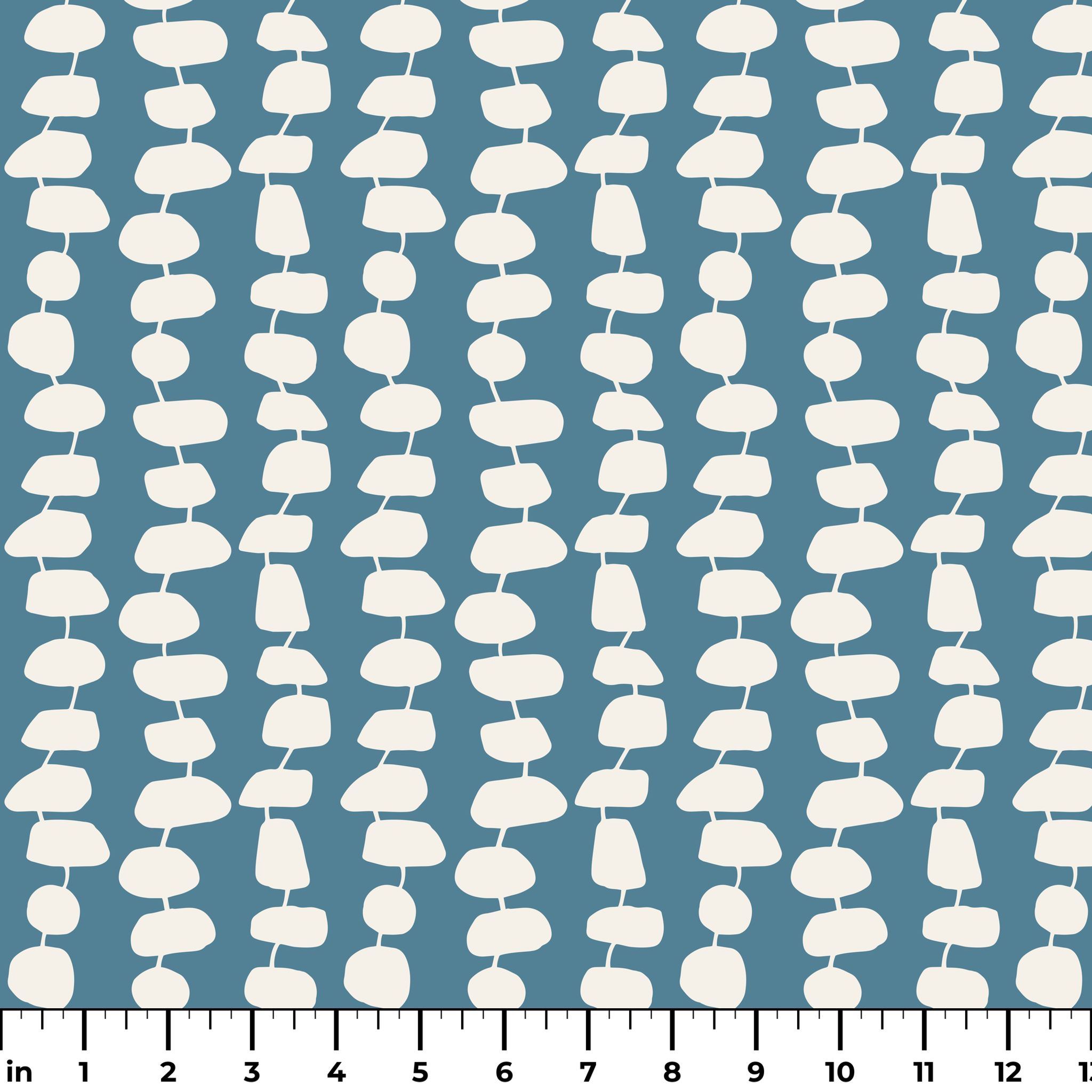 Atomic Stack in Slate — atomic stack print, in white forms on a dusty slate blue ground