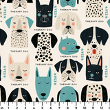 Good Dogs Club in Teal — good dogs club print, in cream and black dogs with turquoise accents on a soft cream ground