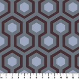 Hexacore in Dusk — hexacore print, in slate violet and charcoal lifted by a dusty cornflower blue