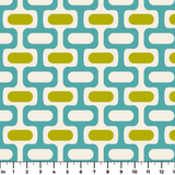 Mod Waves in Los Feliz — mod waves print, in chartreuse and gold pods on a turquoise ground