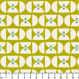 Geometric Martini Mod in Chartreuse — geometric martini mod print, in chartreuse and olive with cream capsules and a golden center