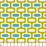 Mod Waves in Irvine — mod waves print, in olive and charcoal pods on a saturated mustard ground