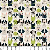 Good Dogs Club in Avocado — good dogs club print, in cream and black dogs with avocado green accents on a soft cream ground, small scale