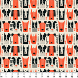 Adopt Me Mid Mod Dog in Persimmon — adopt me mid mod dog print, in persimmon orange, black and cream on a warm bone ground, small scale
