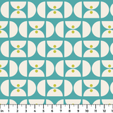 Geometric Martini Mod in Teal — geometric martini mod print, in clear teal and turquoise with cream capsules and a coral center