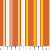 Mod Stripes in Orange — mod stripes print, in bright orange and coral with a golden edge on ivory