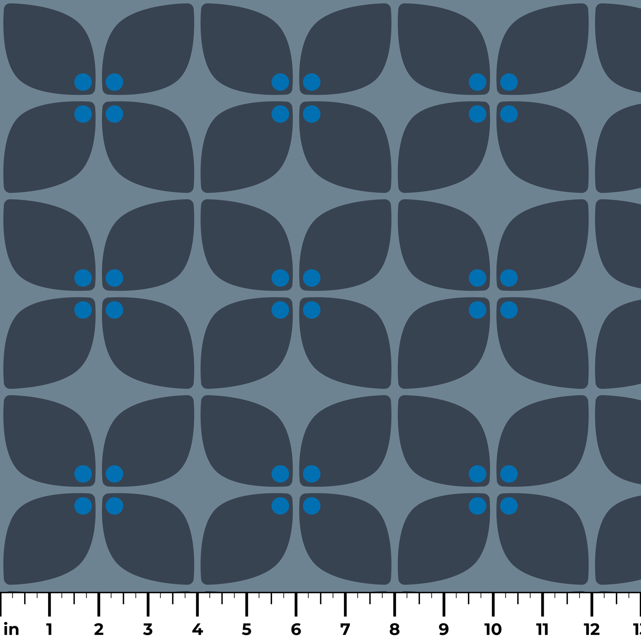 Square Mod in Midnight — square mod print, in deep indigo with a slate blue shadow, dark and moody