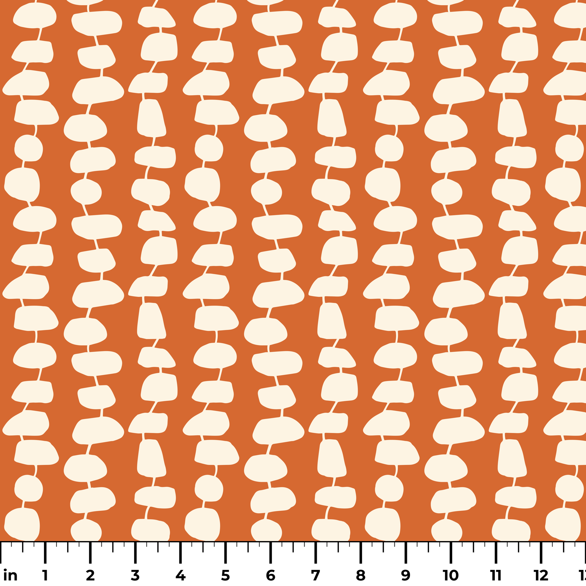 Atomic Stack in Persimmon — atomic stack print, in white forms on a warm persimmon orange ground
