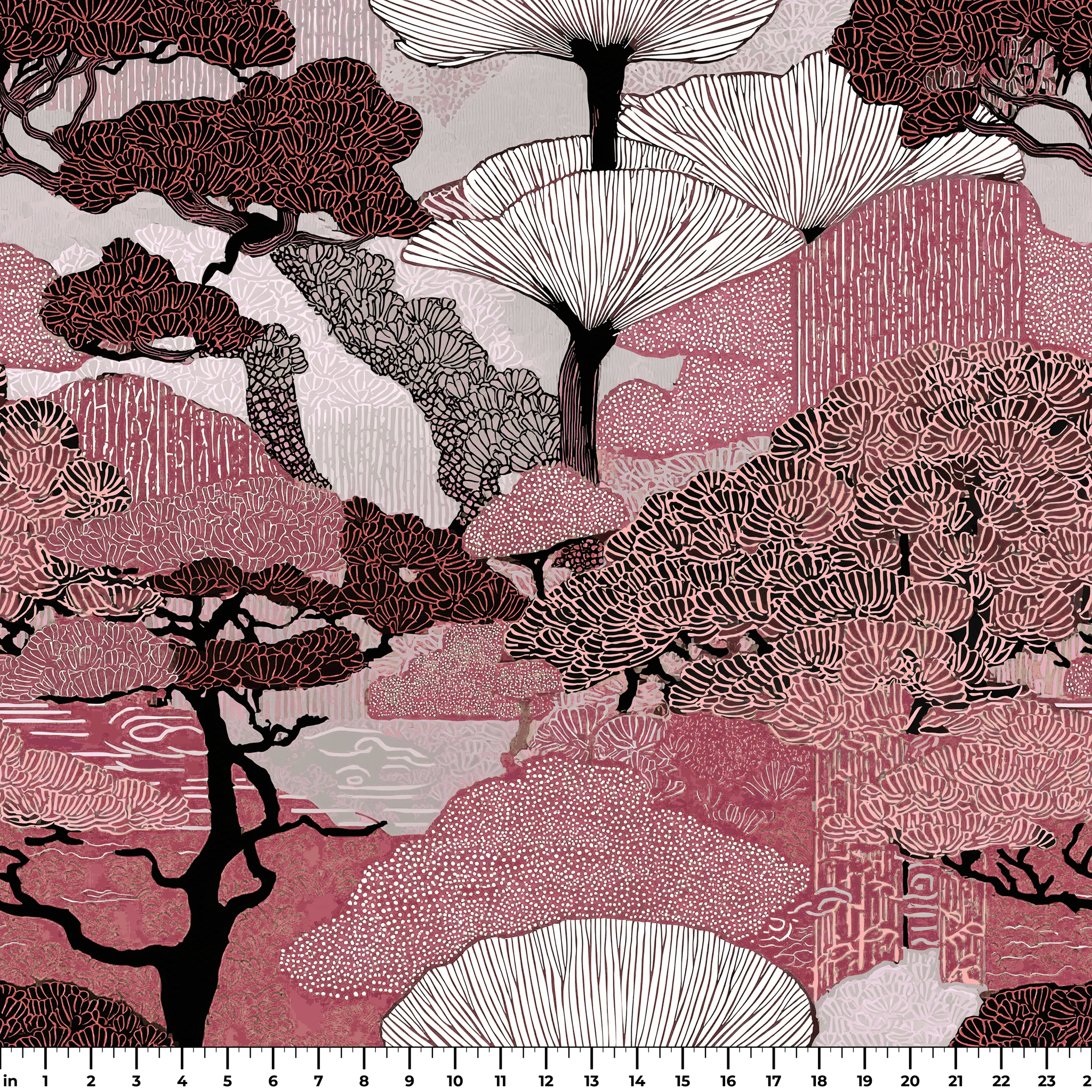 Twilight Grove in Dawn — twilight grove print, in blush pink and mauve with soft grey branches