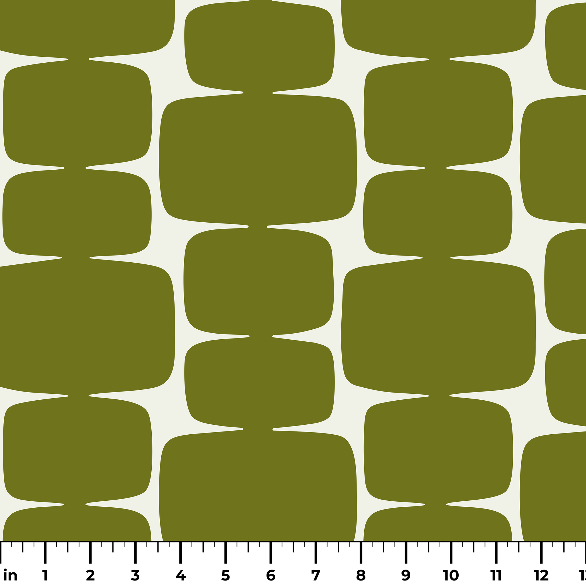 Atomic Bricks in Olive — atomic bricks print, in deep olive and moss with a bone grid