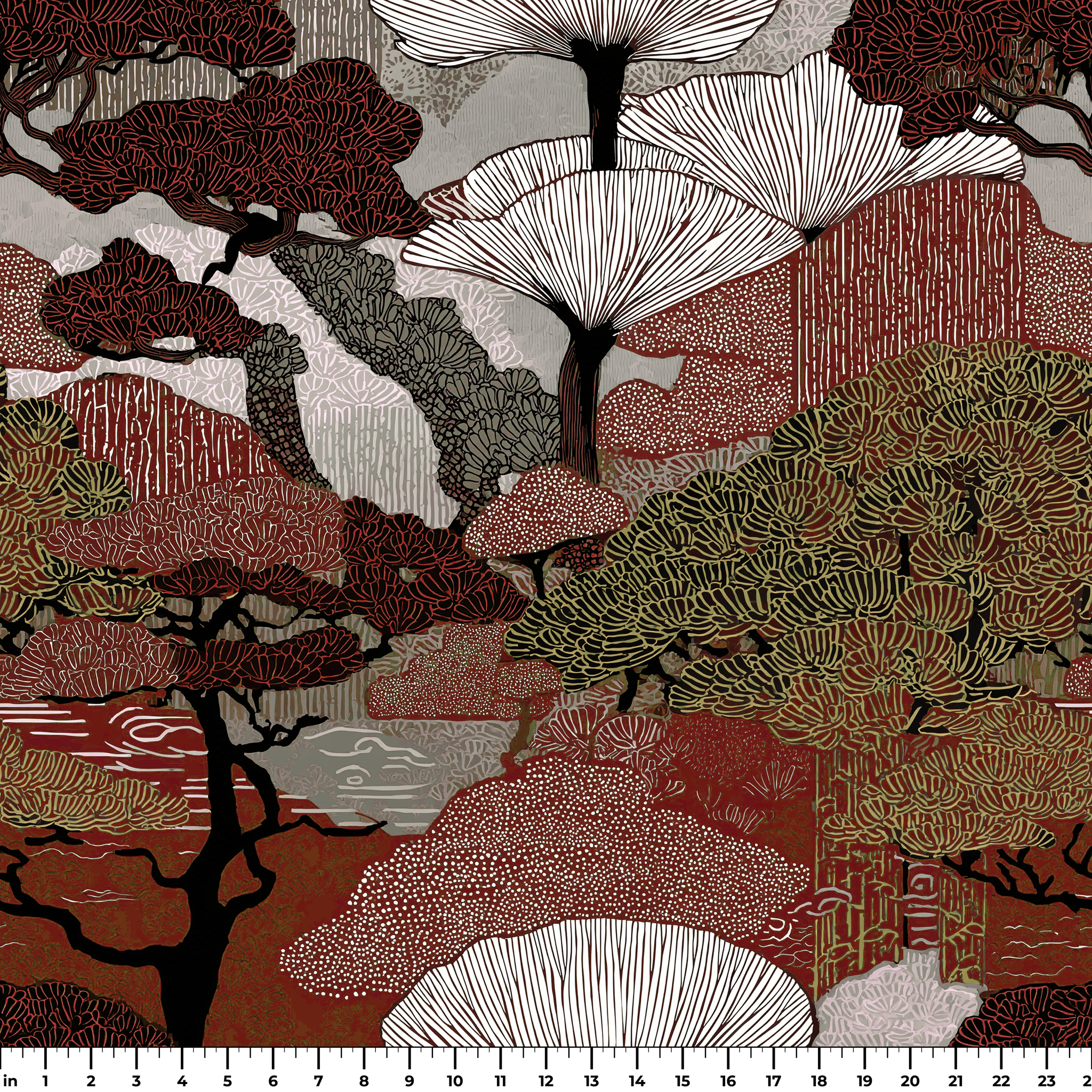 Twilight Grove in Rust — twilight grove print, in rust and warm brown under a dusty rose sky