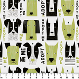 Adopt Me Mid Mod Dog in Avocado — adopt me mid mod dog print, in avocado green, black and cream on a warm bone ground